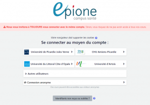 Page de connexion Epione